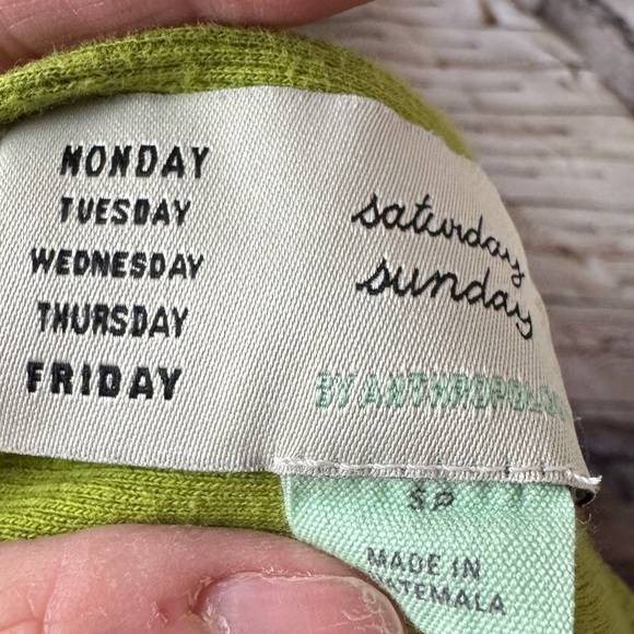 Anthropologie Saturday Sunday Small Long Sleeve Crop Top Open Back Green S Sm - Picture 5 of 5